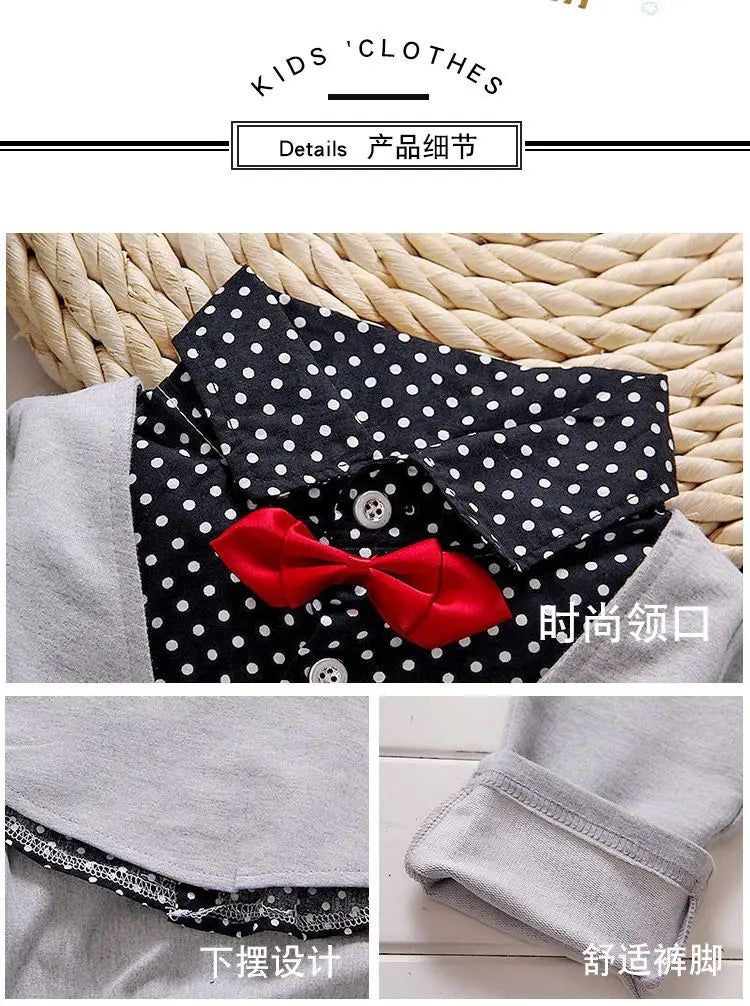 Toddler Boys' 3-Piece Polka Dot Suit Set with Bow Tie