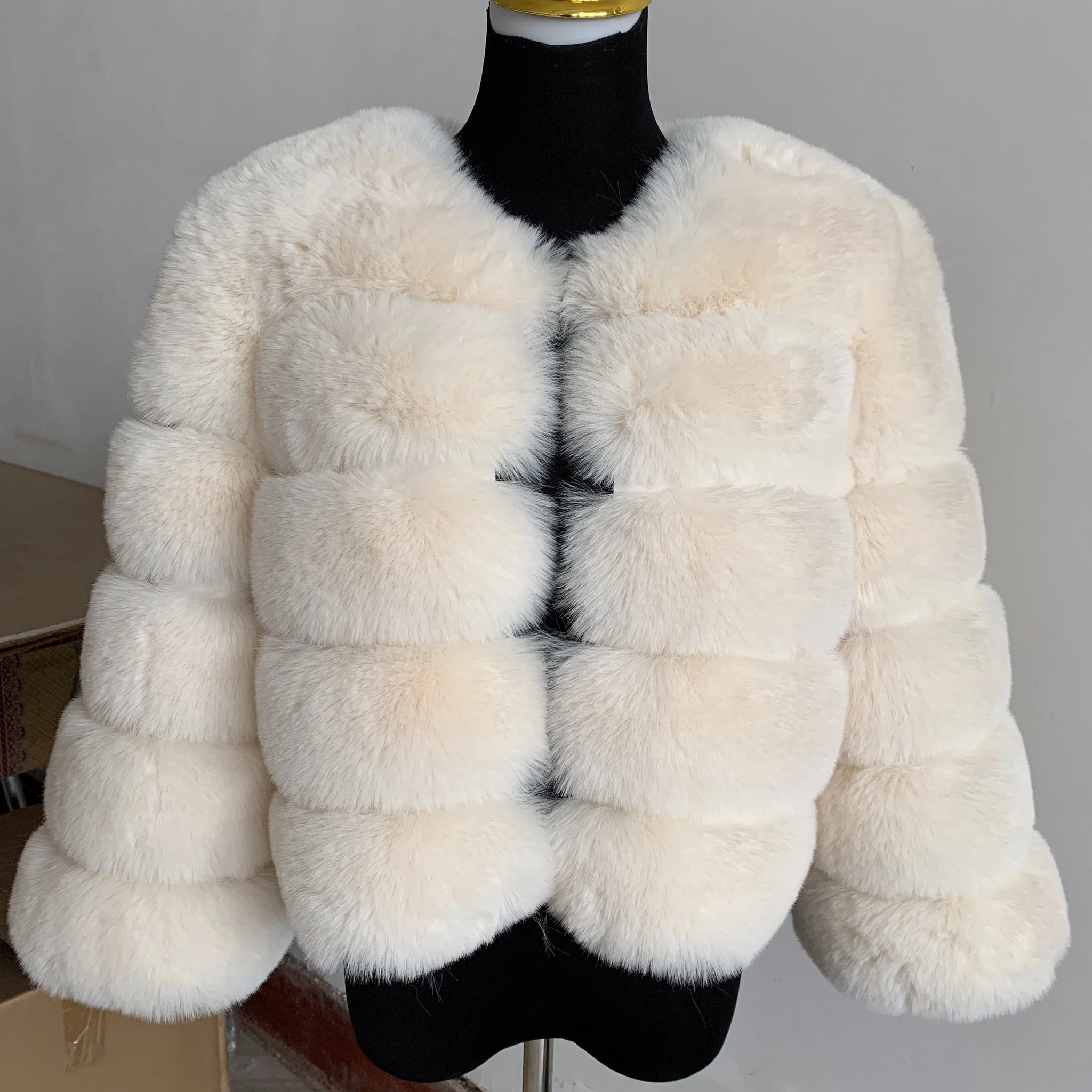 Elegant Winter Faux Fox Fur Crop Jacket