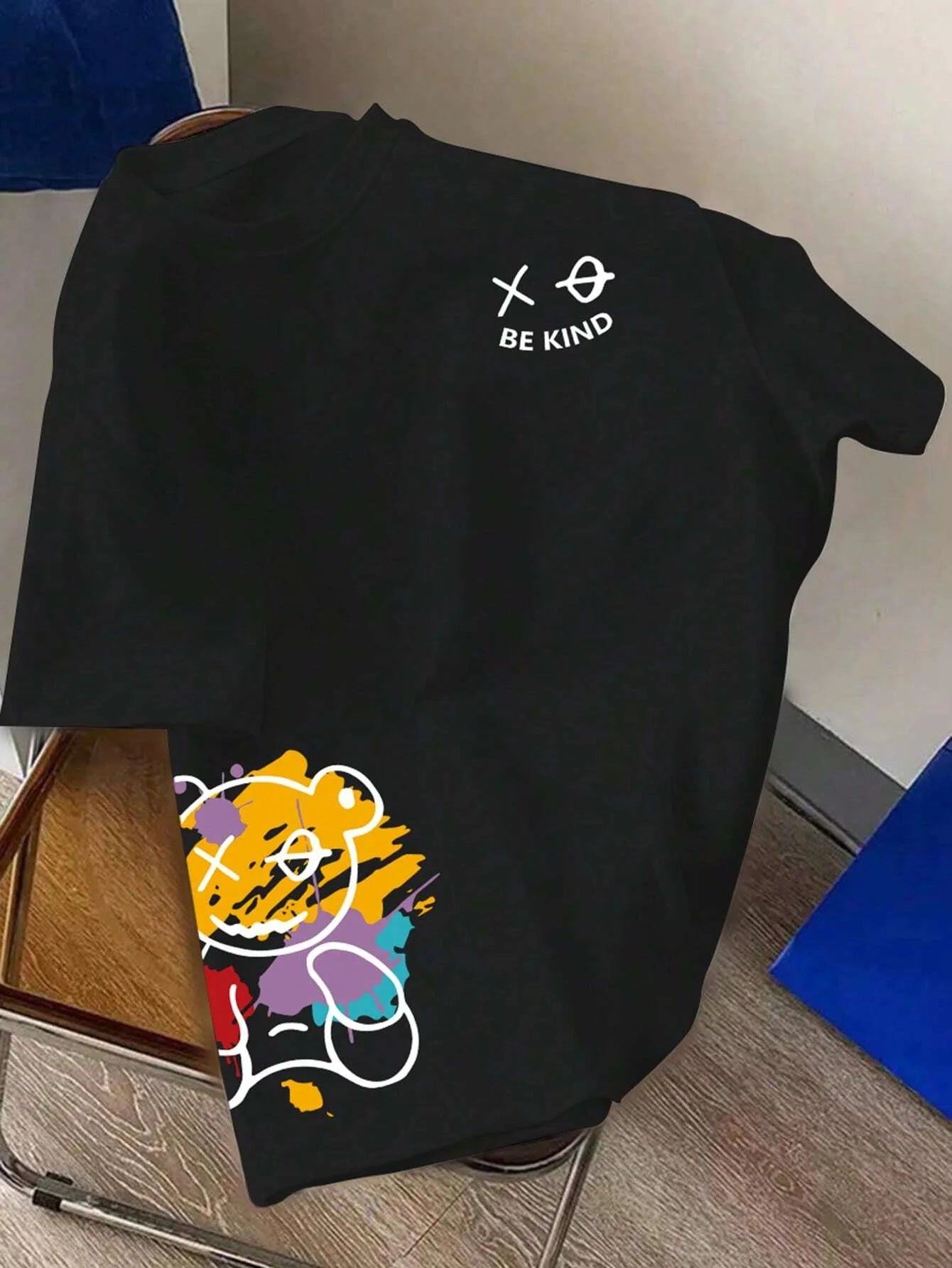 Men’s 100% Pure Cotton "BE KIND" Cartoon Print Loose Fit T-Shirt
