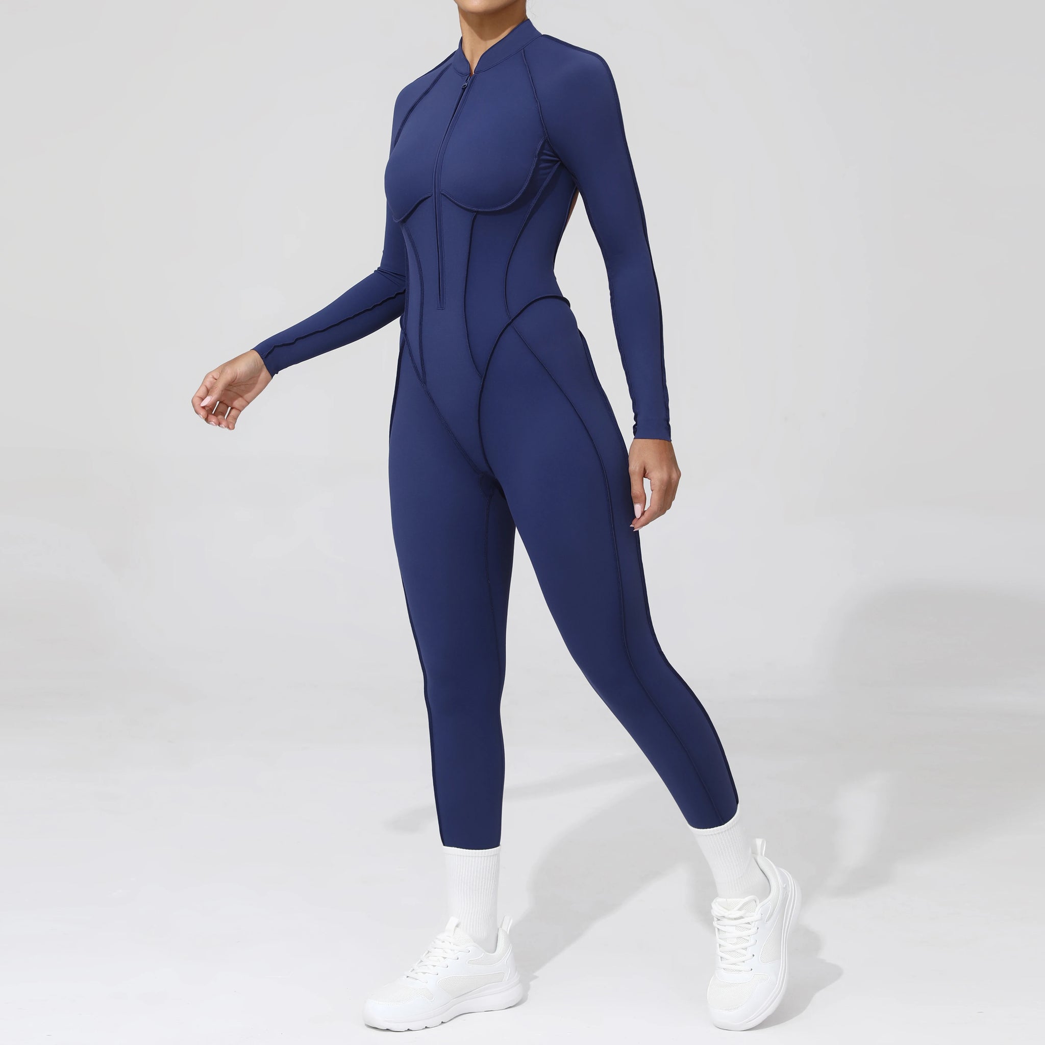 Long Sleeve Zip-Front Yoga Jumpsuit