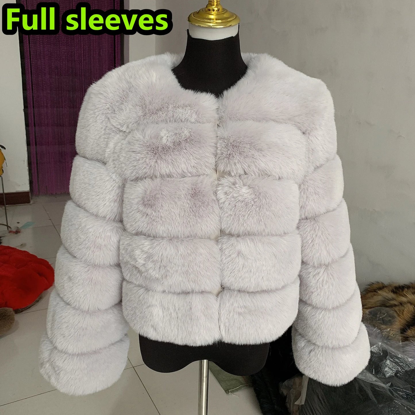 Elegant Winter Faux Fox Fur Crop Jacket