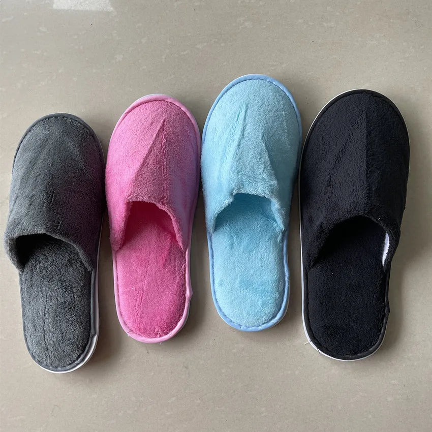 4Pairs/Lot Men Women Kids Disposable Hotel Guest Slippers Cotton Slides Home Travel SPA Slipper Hospitality Cheap Footwear