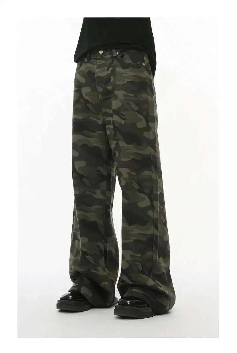 Vintage Camouflage Wide-Leg Men's Jeans