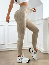 Women's Sand Wash Ribbed V-Back High Waist Yoga Leggings