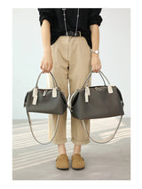 Women's Nylon With Genuine Leather Zipper Tote Lightweight Soft Travling Bags Versatile Style Handbag Different Colors And Size