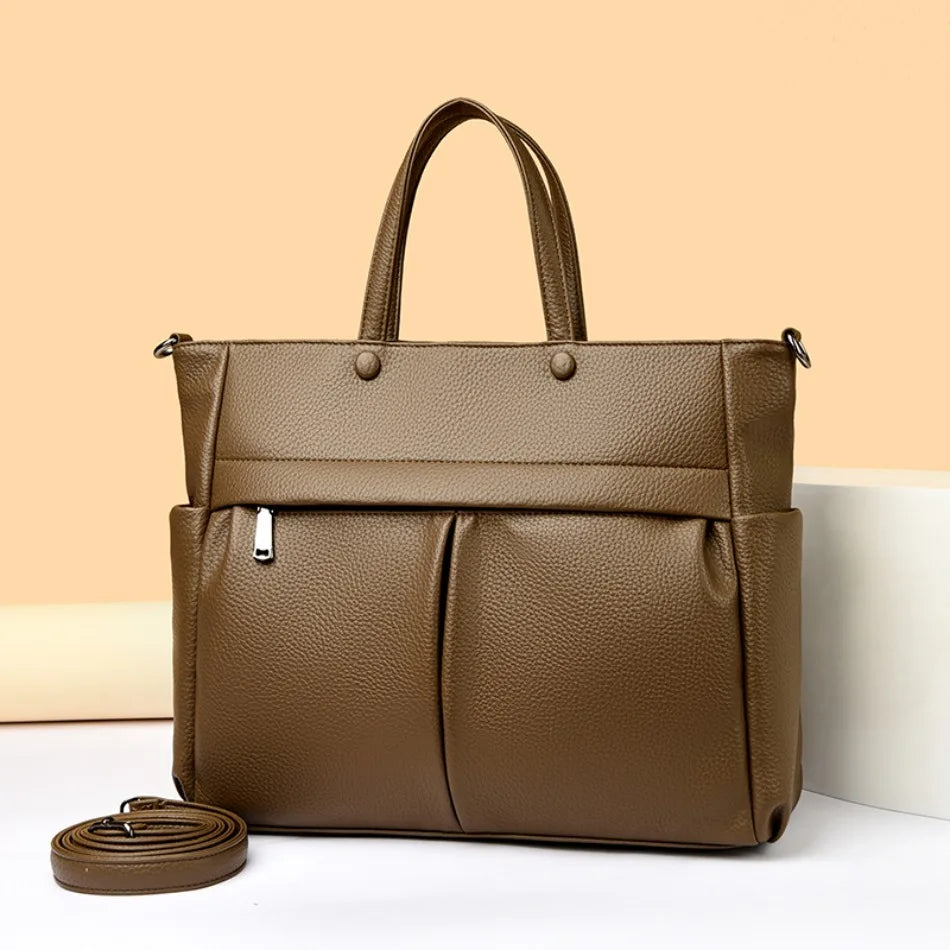 14'' Laptop Business Commuting Handbag Top Quality Materials Ladies Handbag Female Shoulder Bag Put in A4 Magazine and Notebook