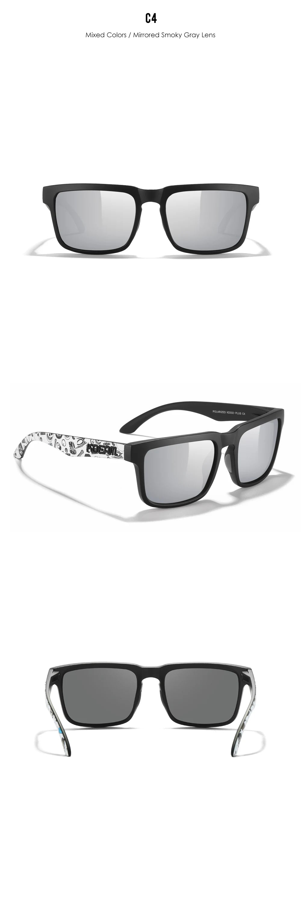 KDEAM Large Size Men's Sunglasses Polarized Photochromic Night Vision Goggles Oversized Sun Glasses With 154mm Width KD332 PLUS