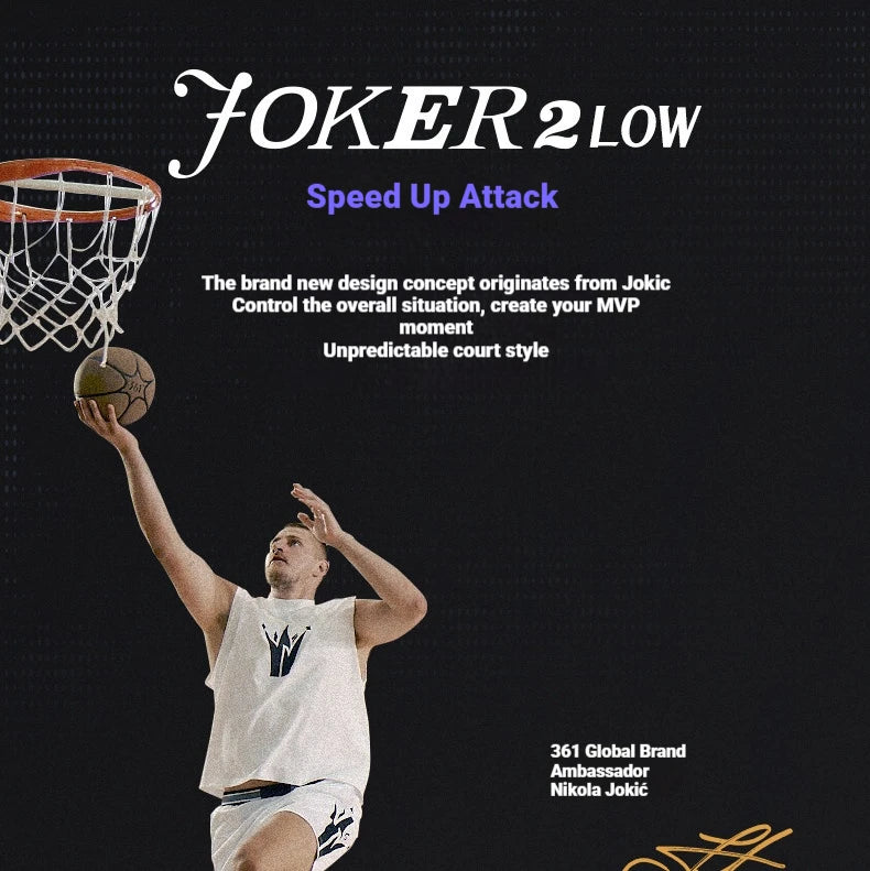 361 ° Joker 2 Low Men Basketball Shoes New Trendy Chic Breathable Shock-Absorbing Wear-resistant Male Sneakers 672611110