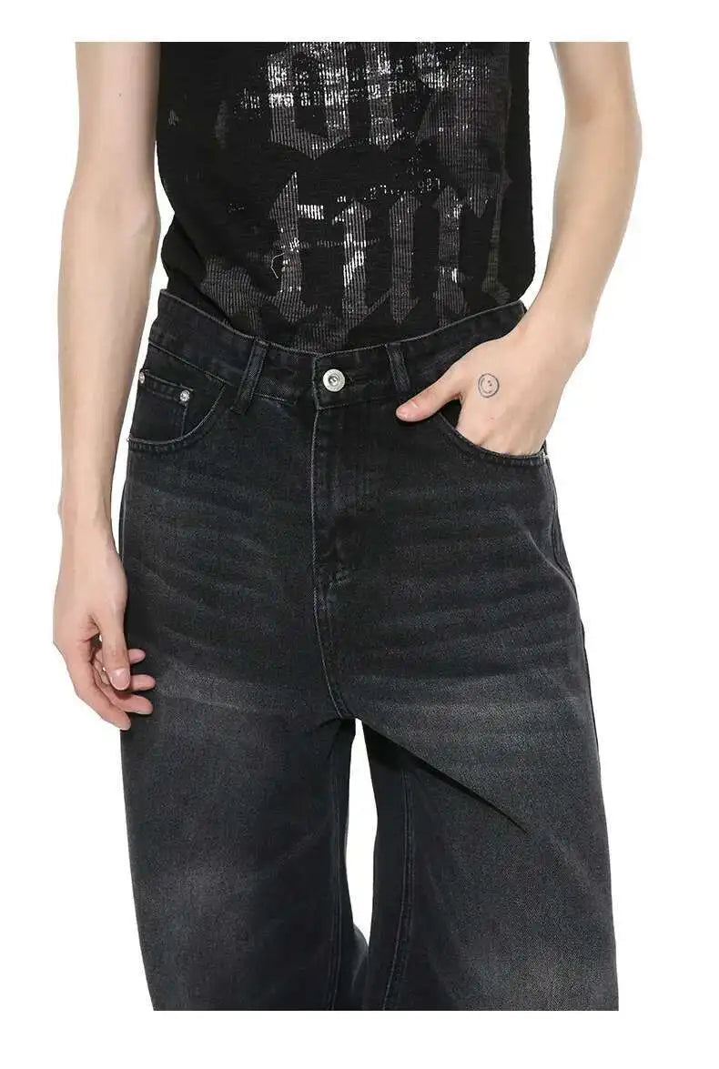 Men’s Vintage Gradient Wide-Leg Jeans