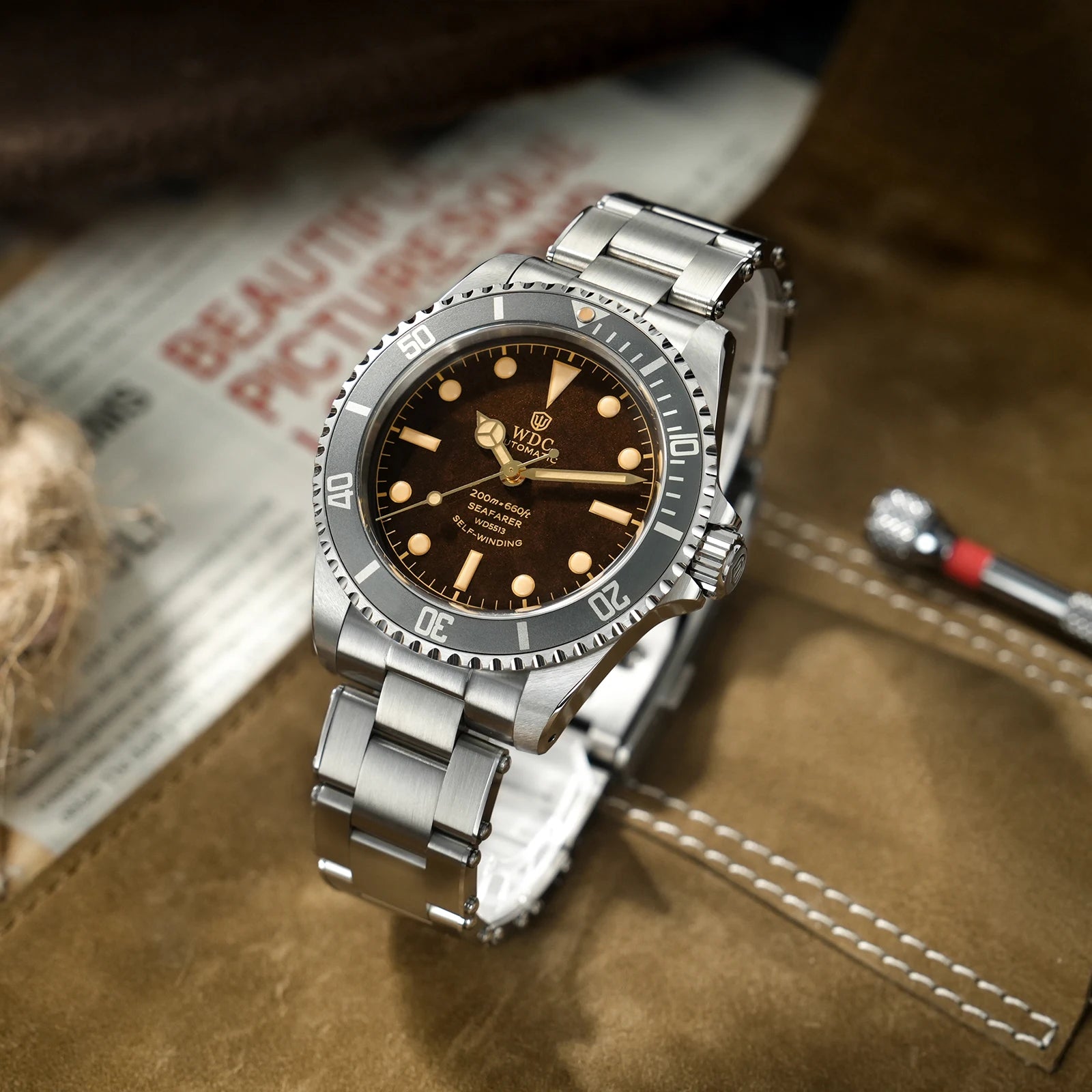 Watchdives WD5513P V3 PT5000 Vintage Sub Dive Watch Sapphire Automatic Mechanical Watches 20Bar Waterproof Stainless Steel