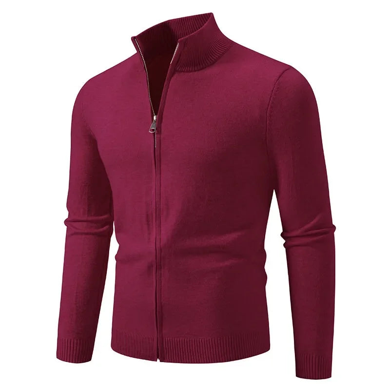 Slim Fit Zipper Cardigan – Premium USA-Made Knit Sweater