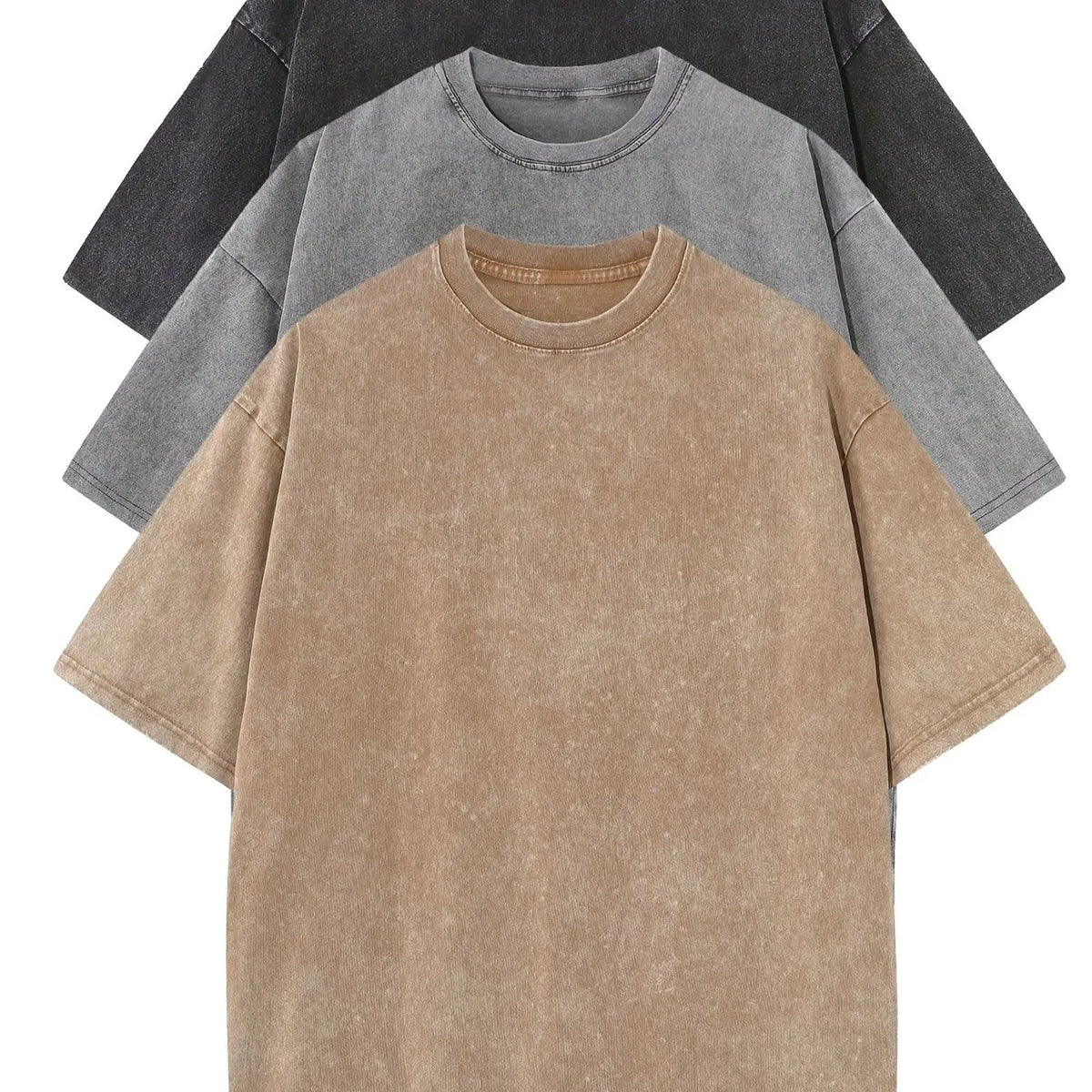 3pcs Men's 100% Cotton Loose-Fit T-Shirts in Solid Colors Casual Short Sleeve Crew Neck Ideal for Summer Outdoor