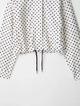 Fashion Polka Dot Shorts Sets For Women 2026 Spring Drawstring Bomber Jacket High Waist Shorts 2 Pieces Set Woman Outfits