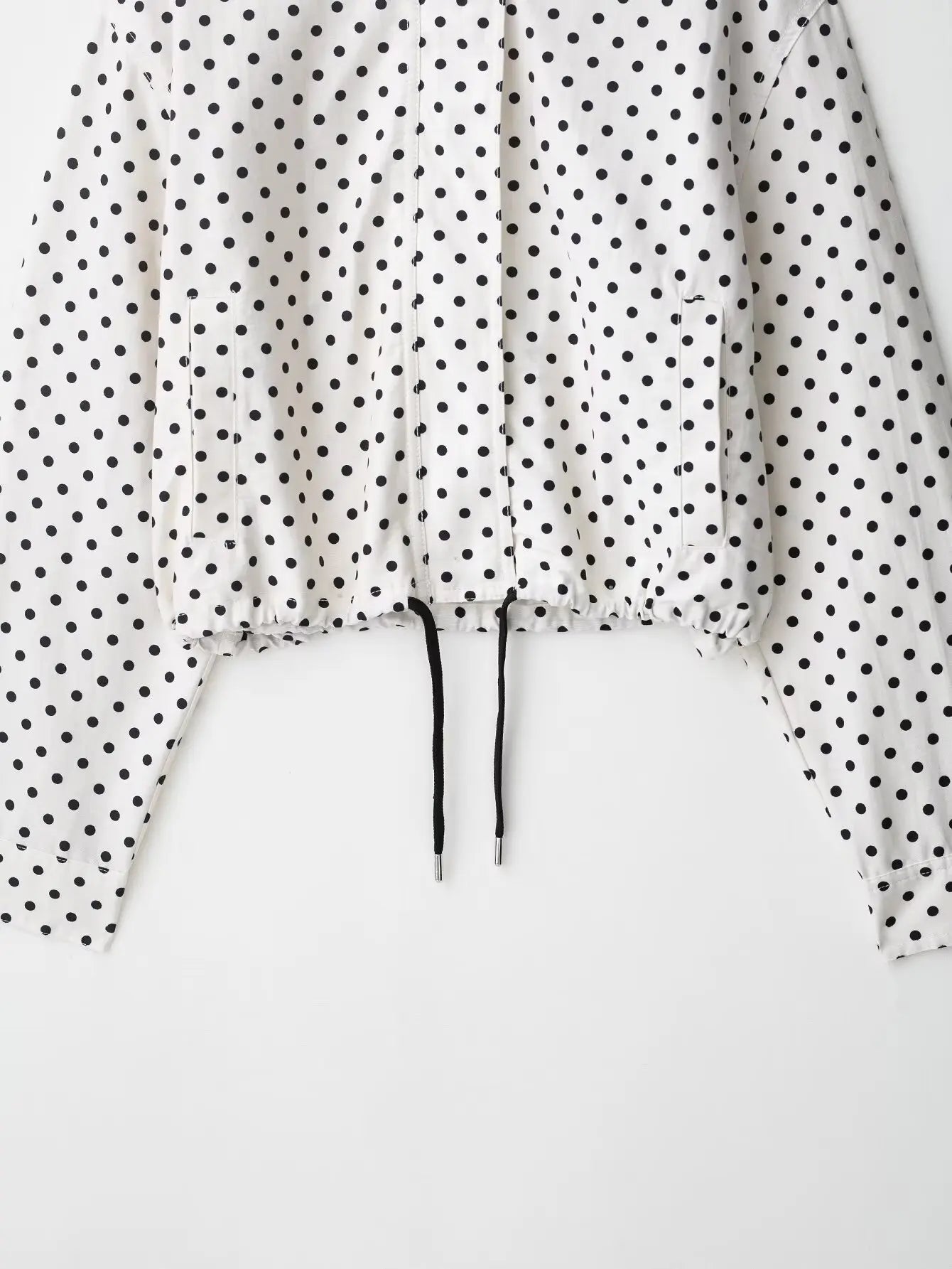 Fashion Polka Dot Shorts Sets For Women 2026 Spring Drawstring Bomber Jacket High Waist Shorts 2 Pieces Set Woman Outfits