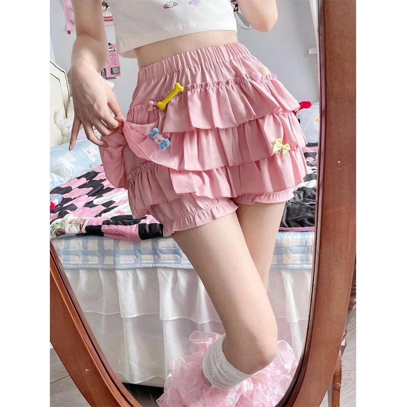 Bow & Ruffle High-Waist A-Line Mini Skirt