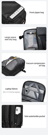 Vacuum Compression Travel Backpack – 17" Laptop & Adventure Ready