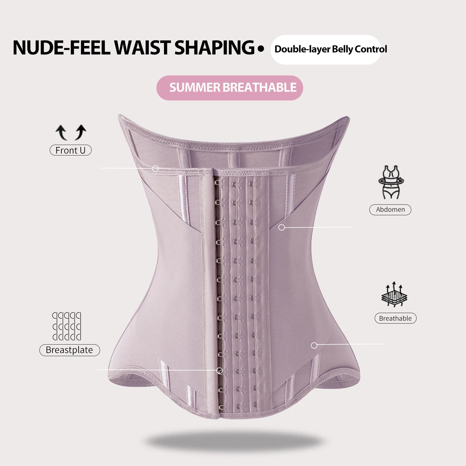 U-Shaped Steel-Boned Waist Trainer & Breast Lift Corset