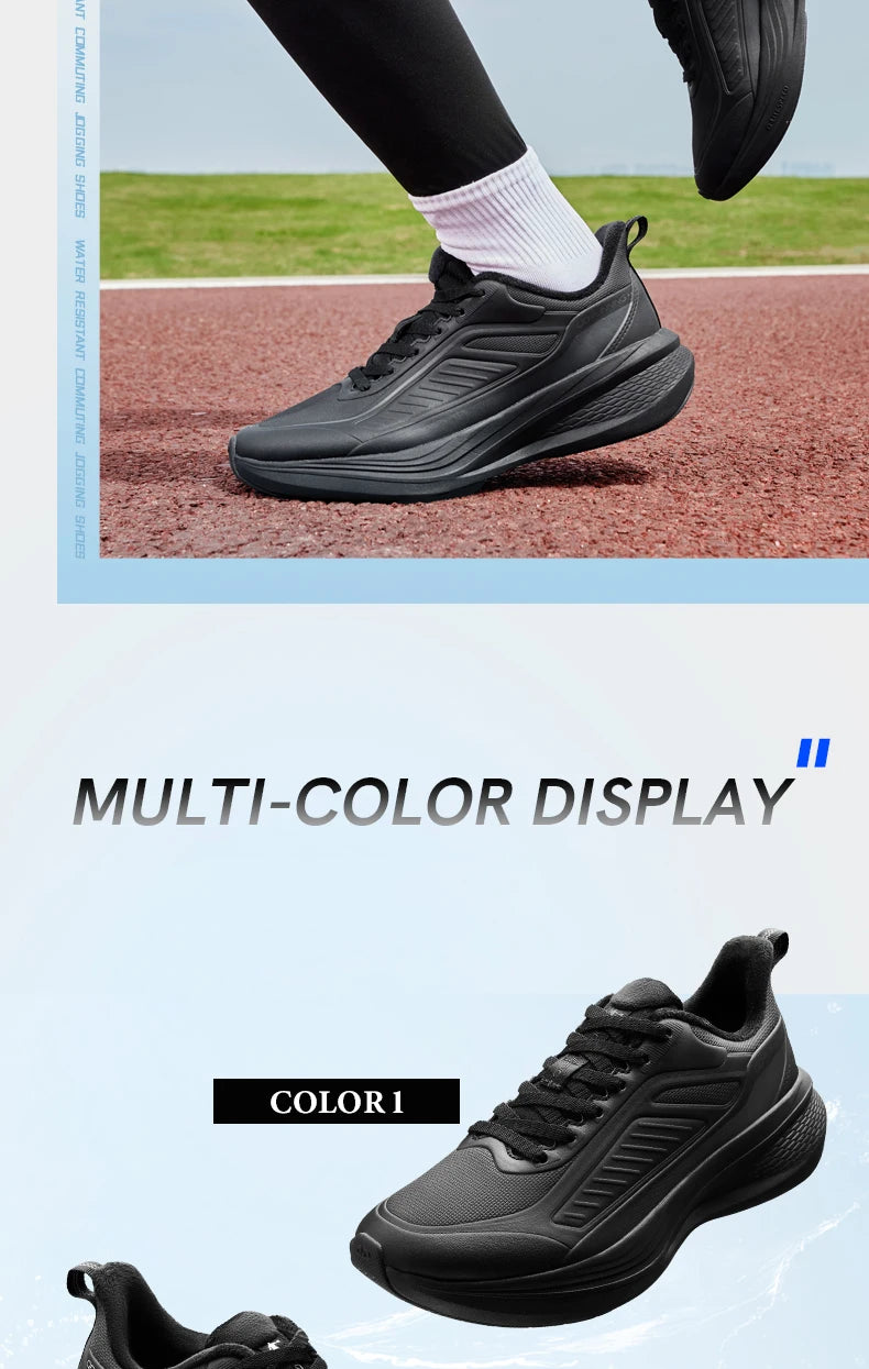 QIAODAN YUYI 4 Winter Running Shoes Men's Sports Shoes Waterproof Absorbing Lightweight Black Fleece Sneakers QXB023244007B