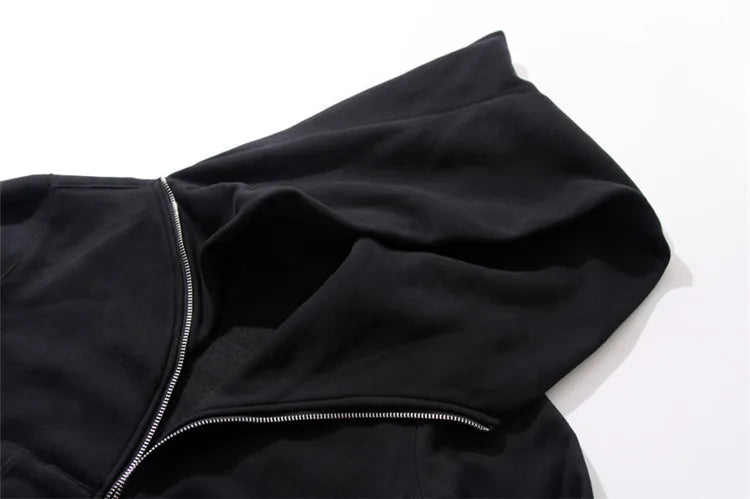 Harajuku Streetwear Zippered Cloak Hoodie