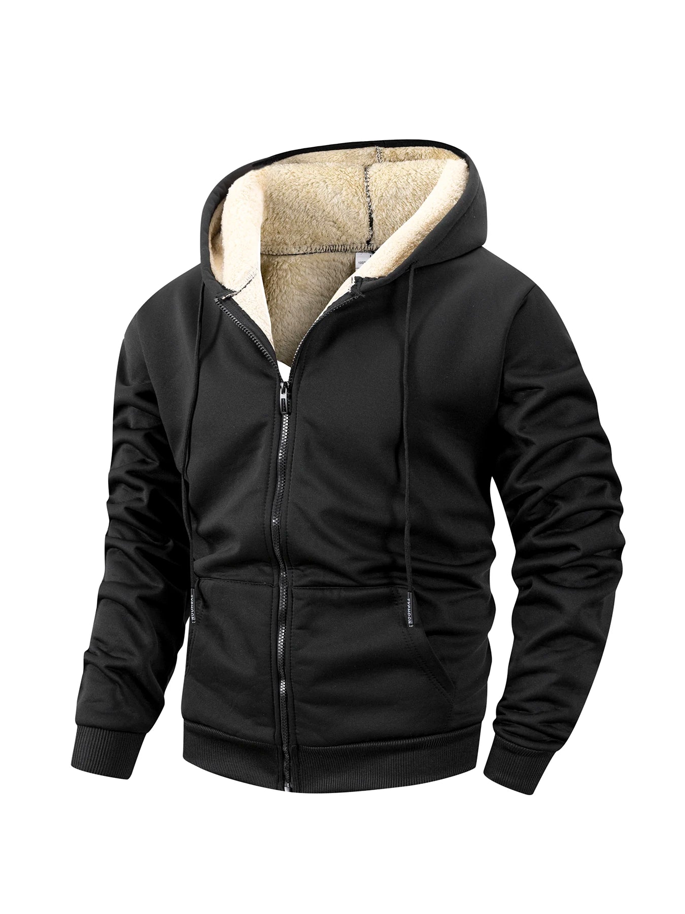 Men's Fleece Zip-Up Hoodie Jacket – Warm & Windproof