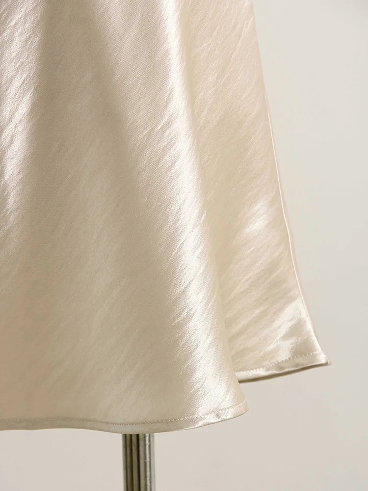 Women's Satin A-Line Mini Skirt | High Waist Office Style