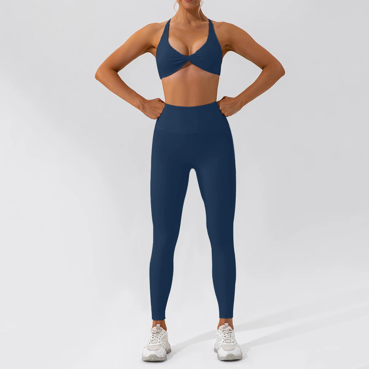 2-Piece Women's High-Waist Yoga Set – Seamless Long Sleeve Workout Suit
