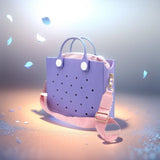 Fashion Storage EVA Large Leather Shoulder Bag Beach Tote Travel Handbag Storage for Women Casual Waterproof Bag Hole Fit Charms