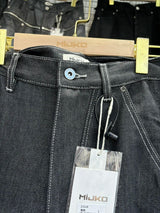 MIJKO Black Original Cow Jeans Wood Trousers Bright Line Design Comfortable Fit Workwear Casual Pants ZJ118