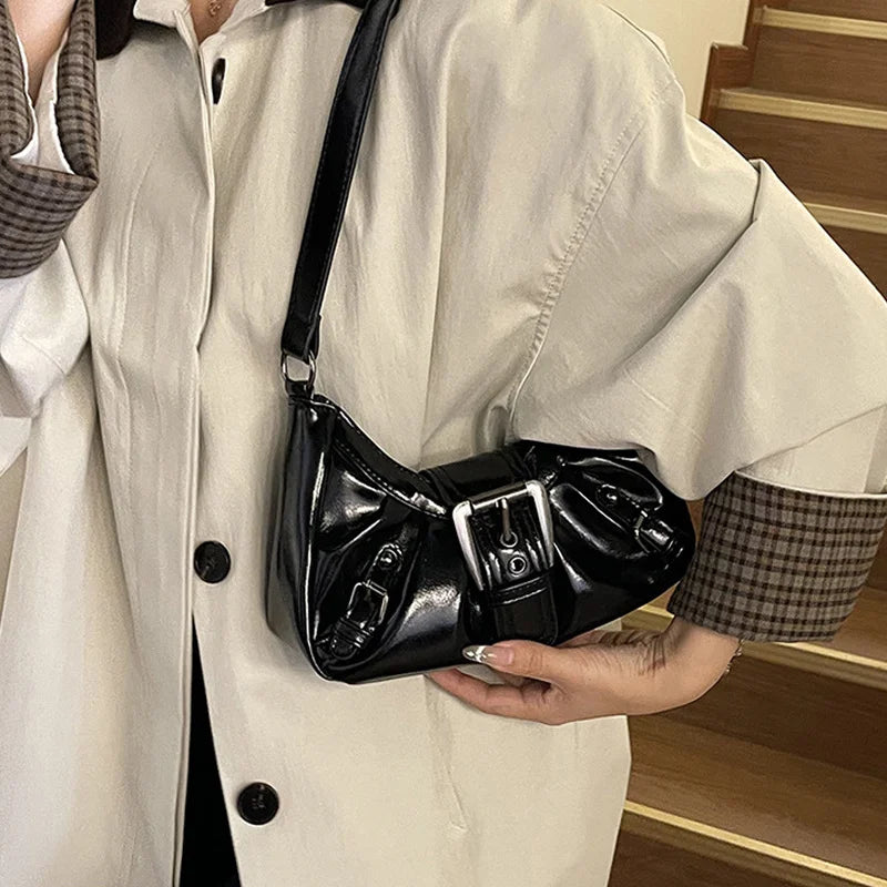Y2K Retro Pleated Hobo Shoulder Bag for Women Hot Selling Maillard Style Underarm Bag Clutch Handbags for Travel Work Shopping