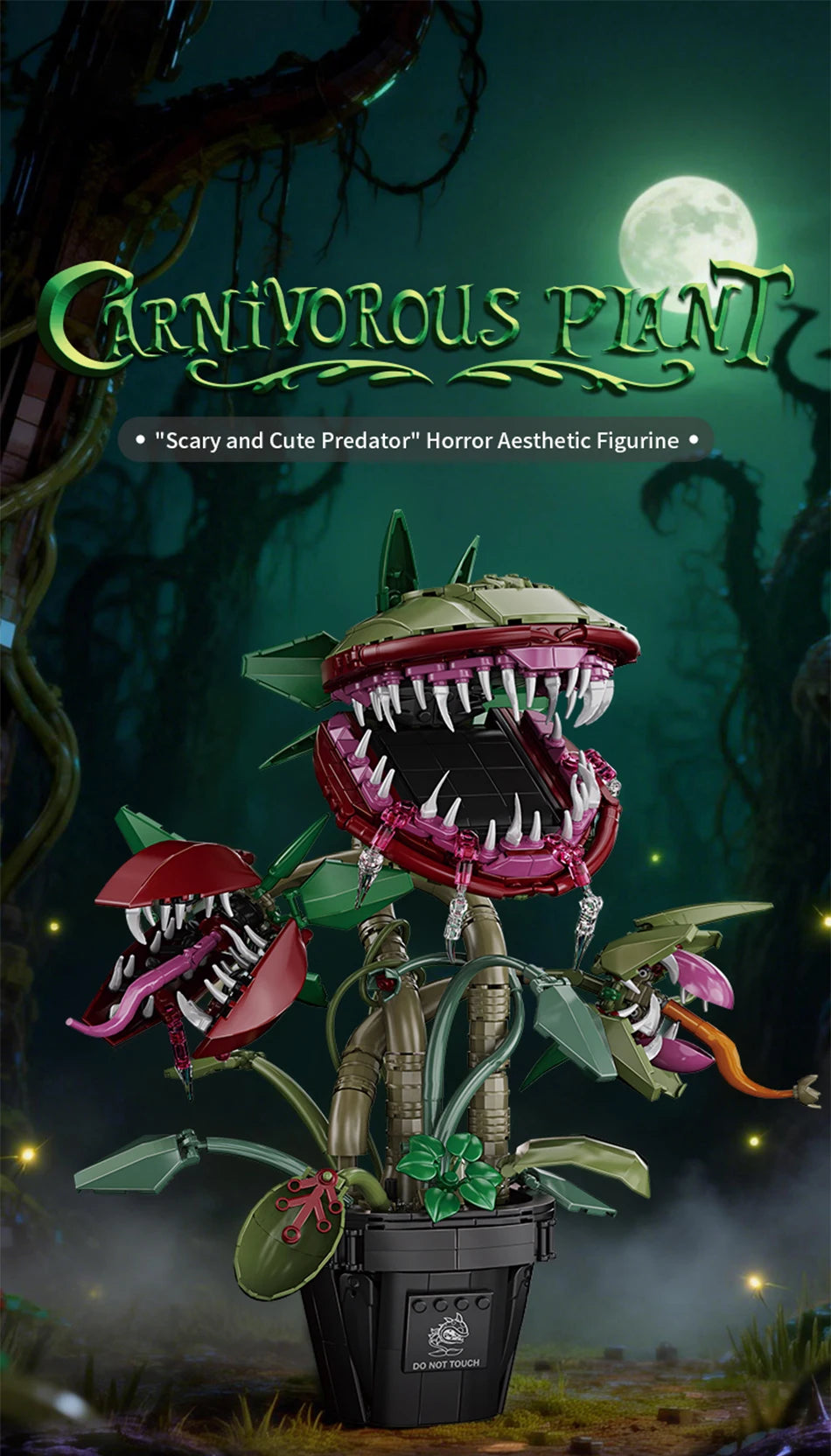 Creative Carnivorous Potted Plant Man-Eating Flower Building Blocks Home Decoration Collection MOC Bricks Toys For Children Gift