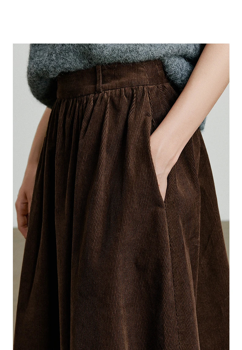 Toyouth Corduroy Ankle-Length A-Line Skirt | Autumn 2025