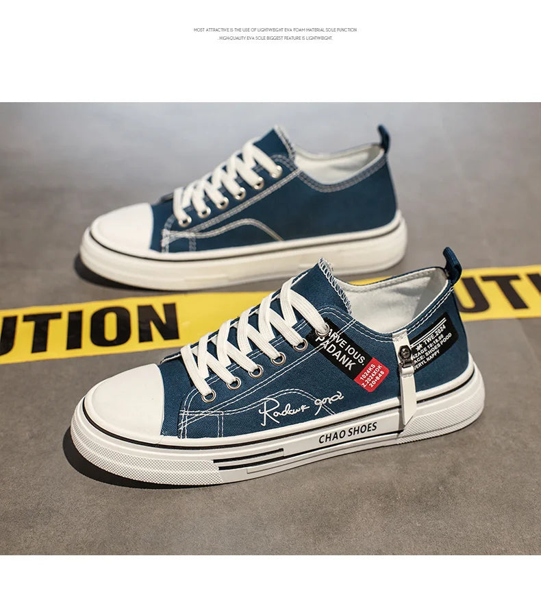 Men's Plus Size Canvas Sneakers — Breathable Lace-Up Casual Flat Shoes