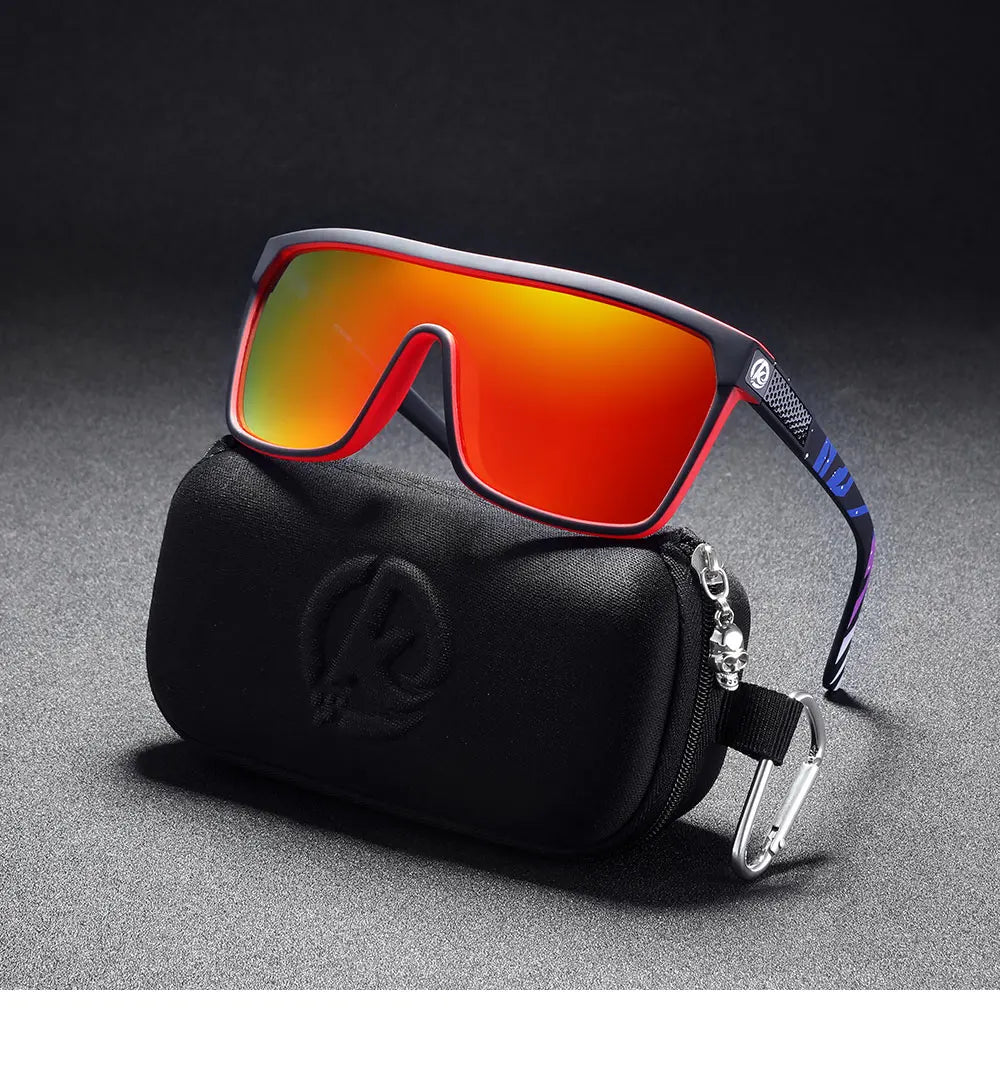 KDEAM One-piece Shape Men Sunglasses Polarized Elastic Paint Surface Sun Glasses Women Suitable Long-lasting Goggles Cat.3