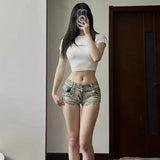 Women’s Y2K Low-Rise Skinny Denim Shorts