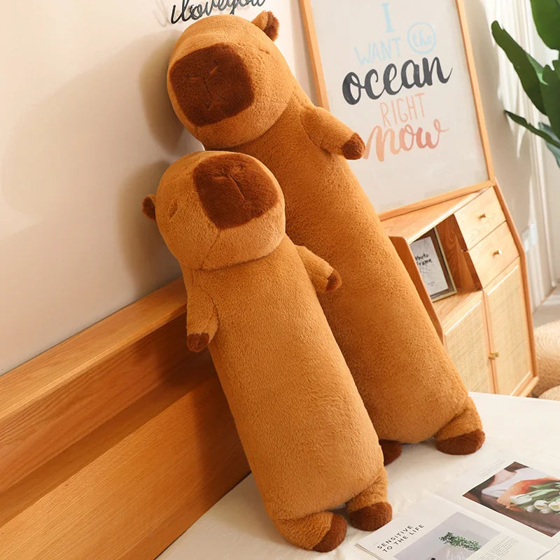 120cm Cartoon Strip Giant Capybara Plush Doll Pillow High Quality Soft Capybara Plush Toy Warm Hug For Girlfriend Birthday Gift