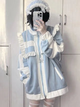 Women's Y2K Ruffle Zip-Up Jacket