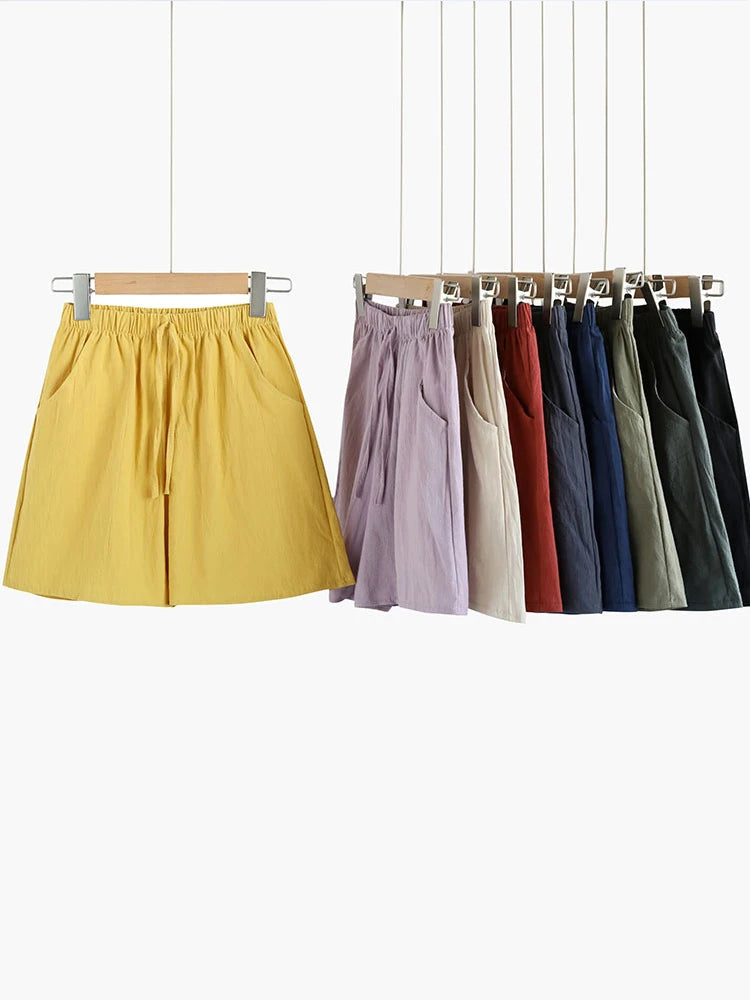 High-Waisted Linen-Style Bow Sash Shorts