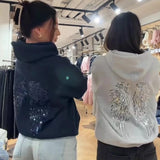 Women's Y2K Sequin Angel Wings Hoodie