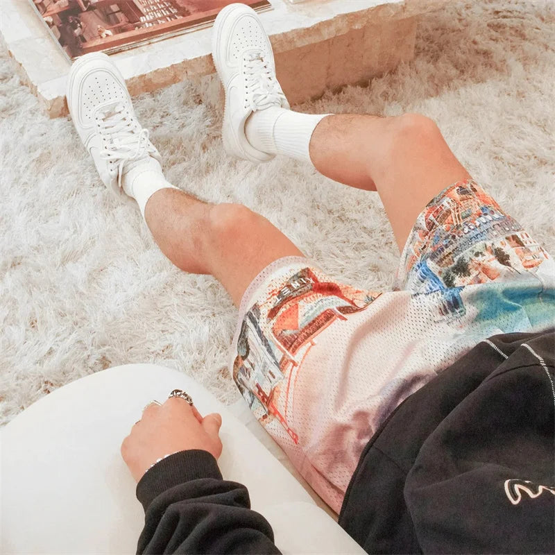 Rose Embroidered Hip Hop Shorts