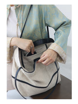 2024 Autumn Cotton And Linen Blend Material Tote Soft And Portable Shoulder Bags Women Casual Practical Bag