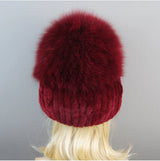 Women's Luxury Rex Rabbit & Fox Fur Beanie Hat