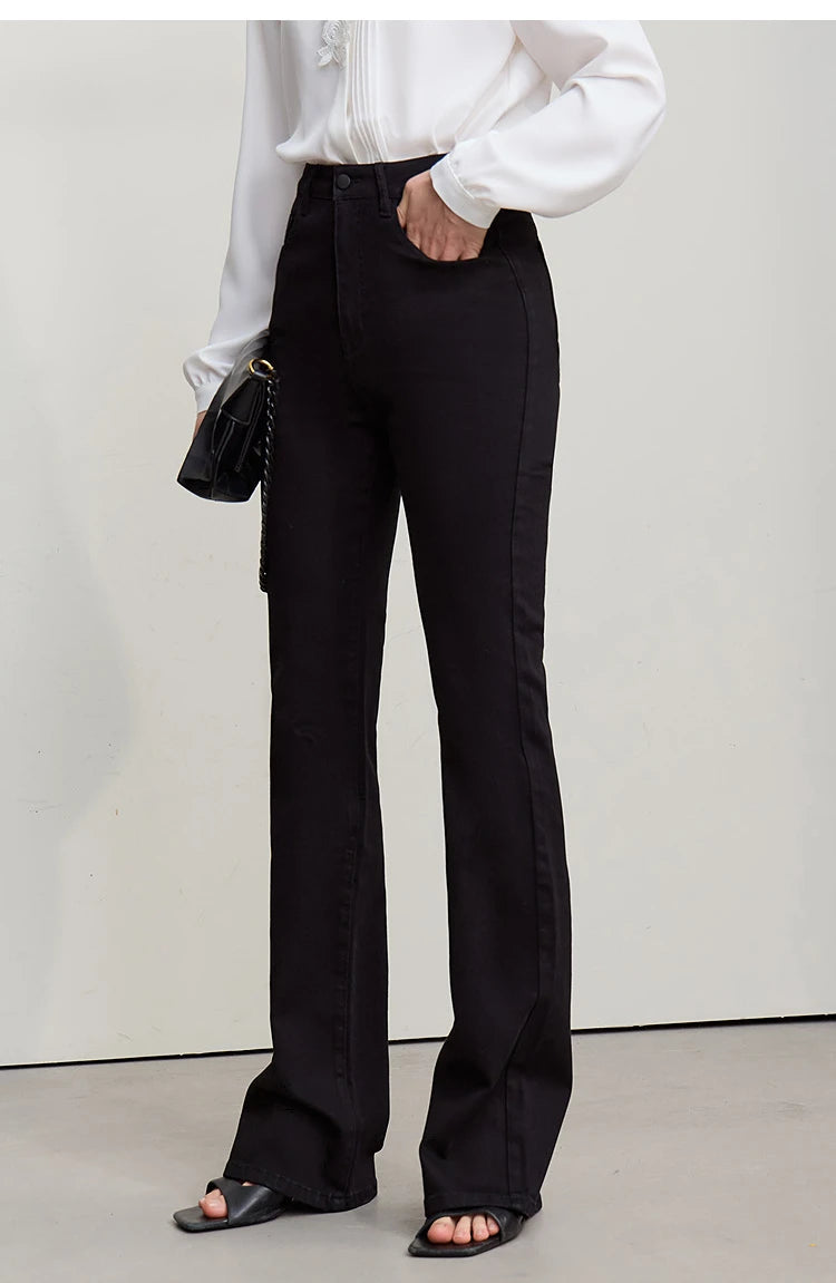 Amii Flared Jeans Autumn 2026 New Commuter Style Casual Versatile Women's Pants Solid Color Denim Trousers For Women 12621032