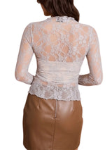 Y2K Floral Lace Mesh Top
