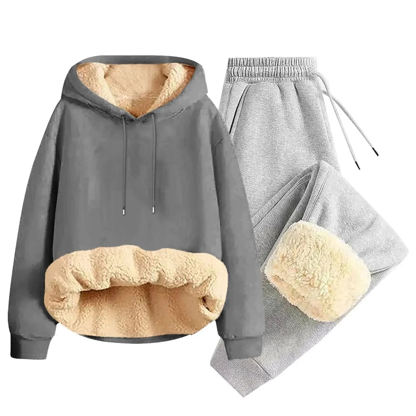 Men’s Thickened Lamb Velvet Hoodie Set