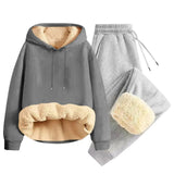 Men’s Thickened Lamb Velvet Hoodie Set