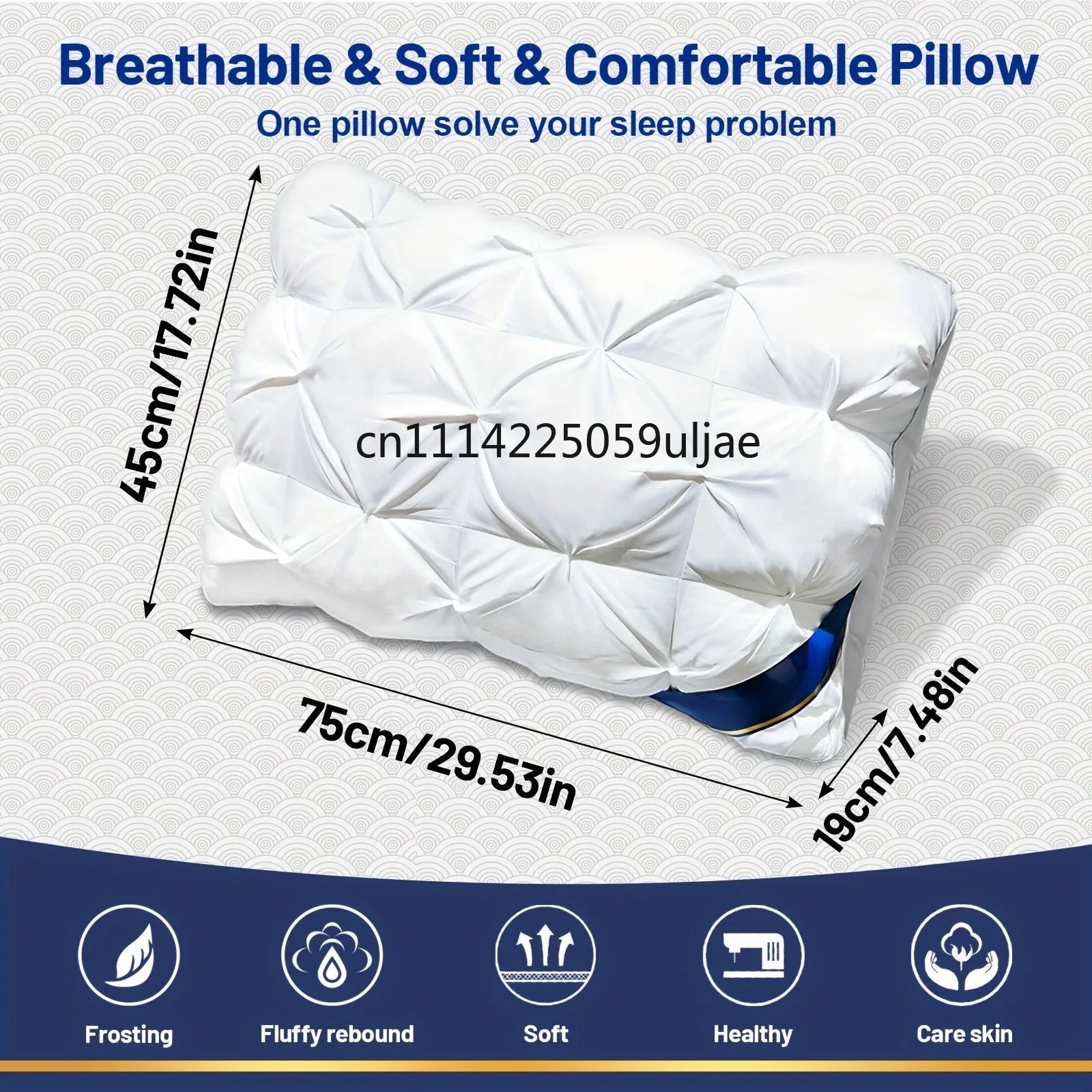 Twisted Flower48 × 74cmStar Hotel High and Low Pillow Home No Collapse Cervical Pillow Insert Waterable Wash Pillow Inner