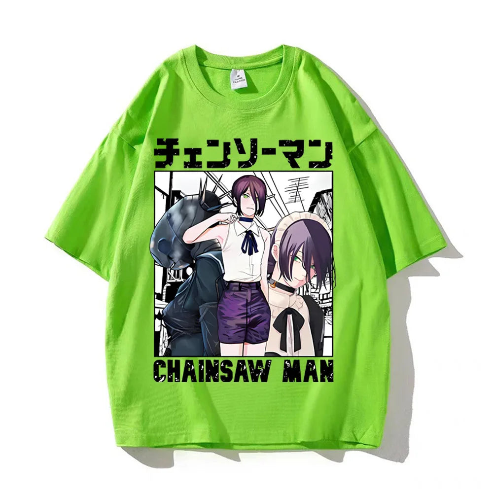 Men's Chainsaw Man Anime Cotton Graphic T-Shirt
