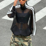 Women's Sheer Mesh Stand-Collar Jacket