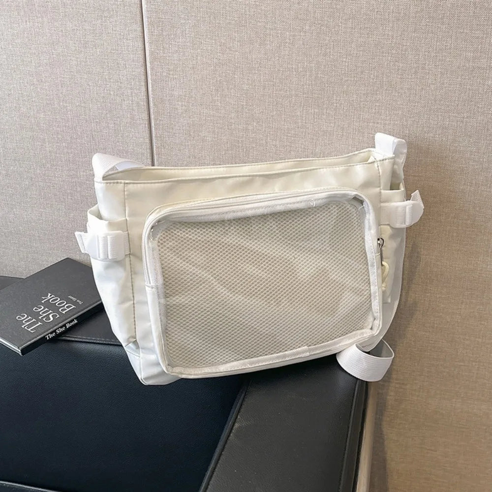 Fashion Transparent Ita Bag Large Capacity College Style Shoulder Bag Canvas Jk Handbag Women Tote Bag College Style