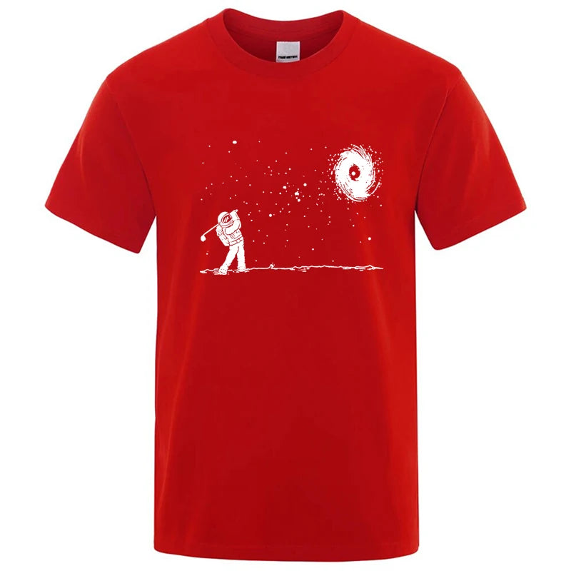 Men's High Quality Cotton Blend Funny Astronaut Print Summer T Shirt Loose O-neck Men Tshirt Short Sleeve T-shirt Male Tees Tops